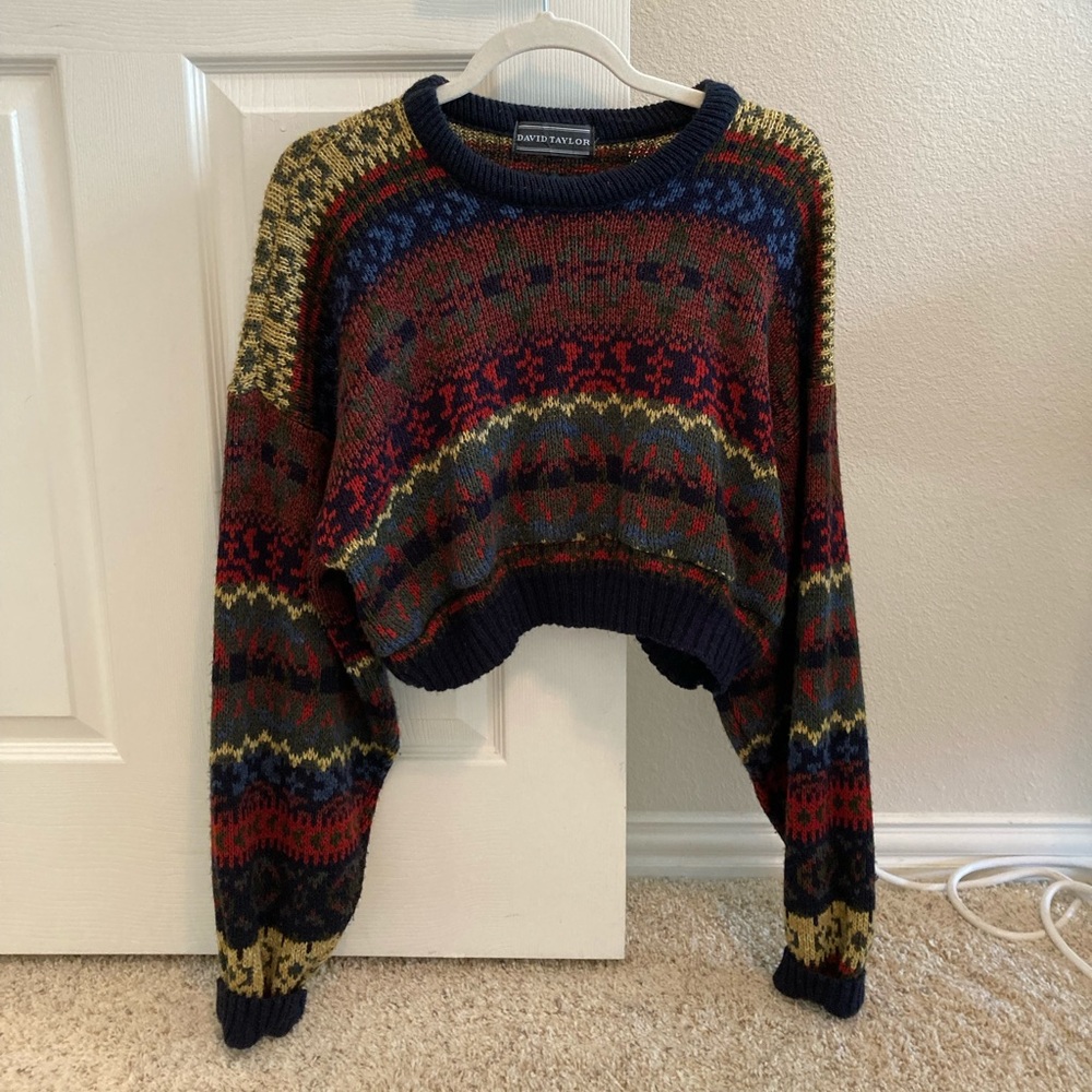 Urban Outfitters Cropped Multicolor Sweater